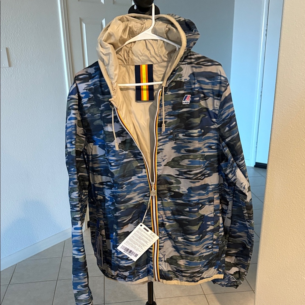 K-Way Men's Multicolor Camouflage Windbreaker